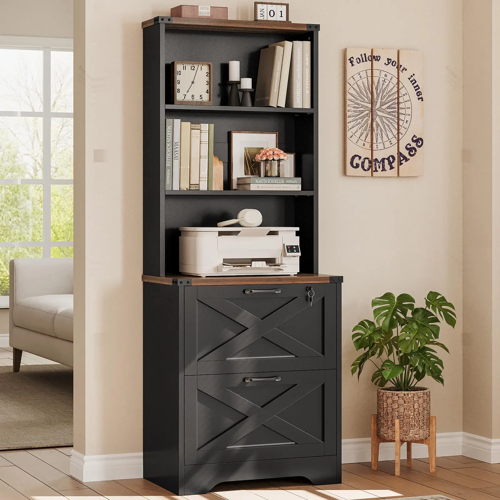 2 Drawer File Cabinet with Lock fits Legal/Letter/A4 Size