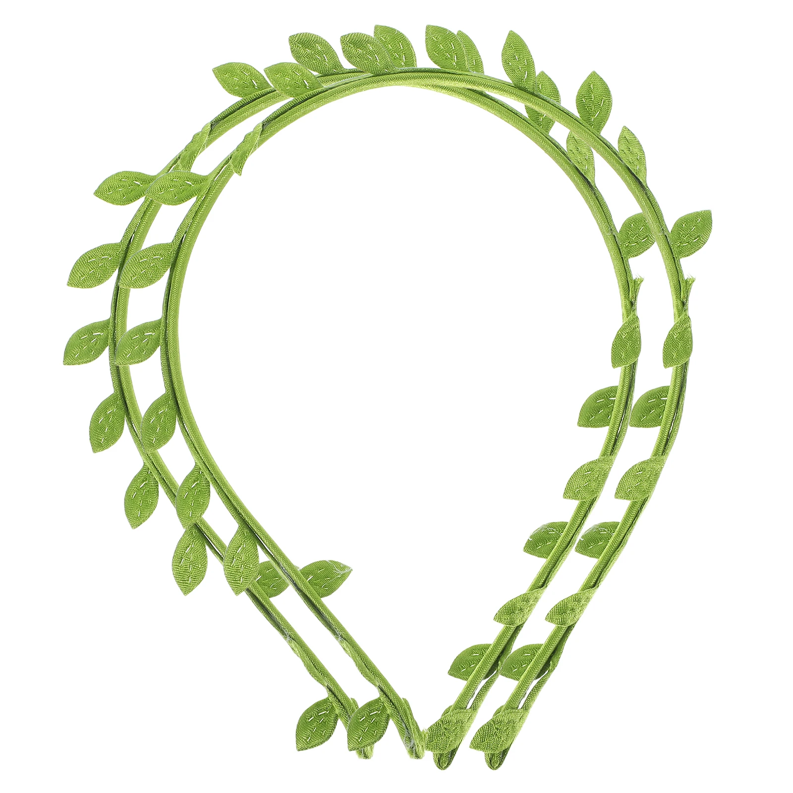 

2pcs Green Leaf Headband Artificial Vine Headband Durable Fabric Iron Elastic Fit Realistic Look Wedding Party Outdoor Events
