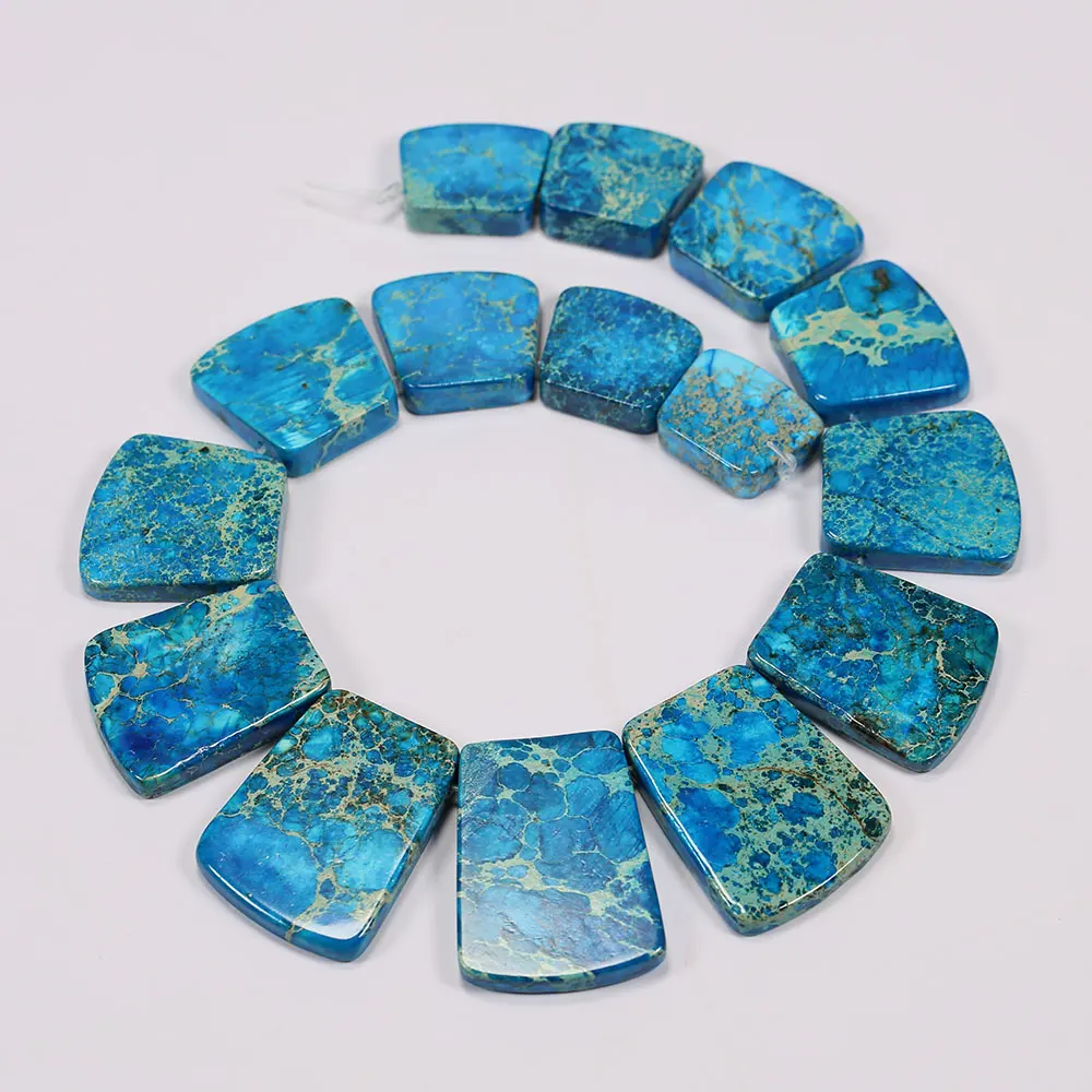 APDGG Blue Sea Sediment Jasper Imperial Turquoise Top Drilled Slab Strand Beads Jewelry Making DIY