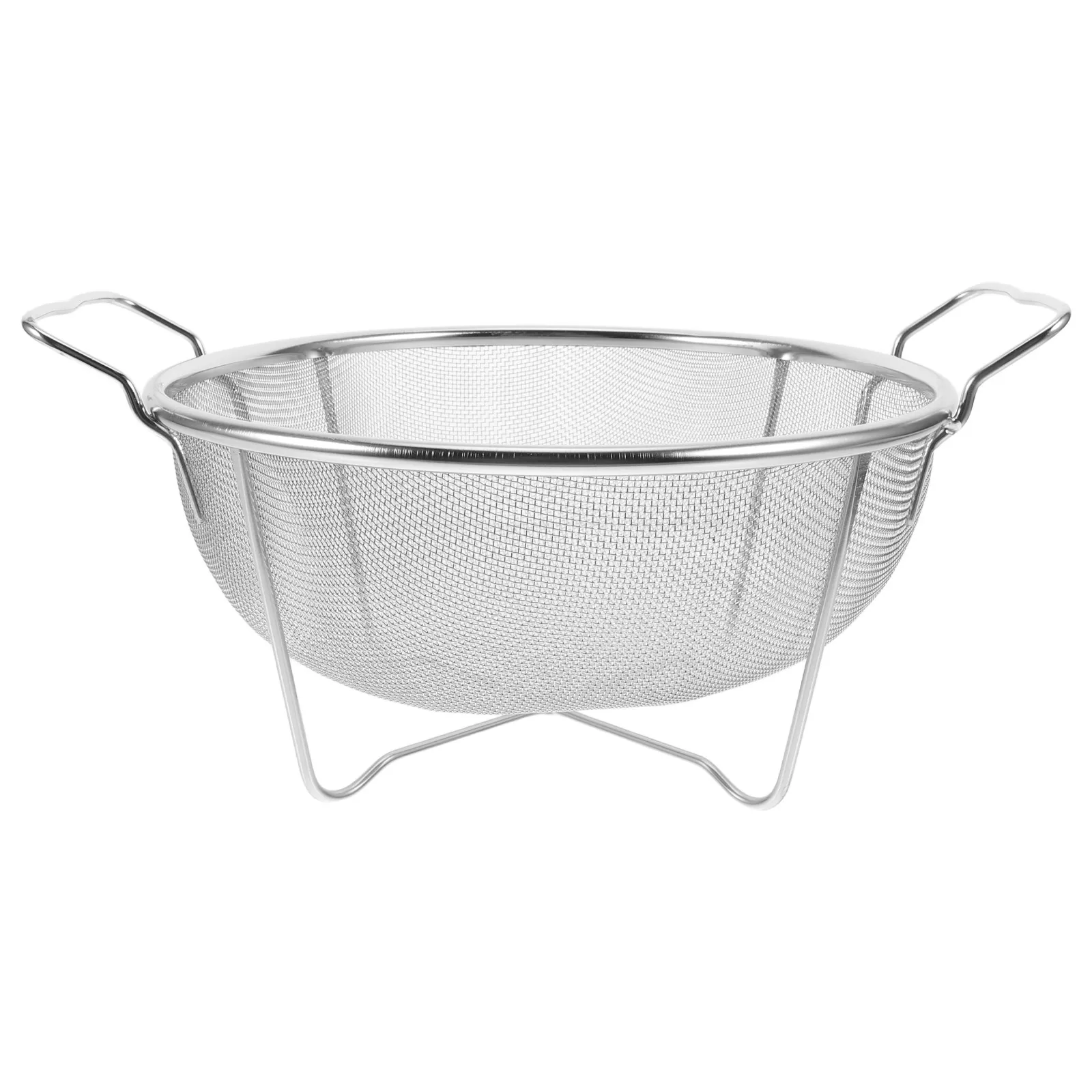سلة مصفاة شبكية دقيقة من الفولاذ المقاوم للصدأ لغسل المطبخ والأرز والخضروات وعاء تصفية لتصريف الفاكهة ومقبض أذن مزدوج #4
