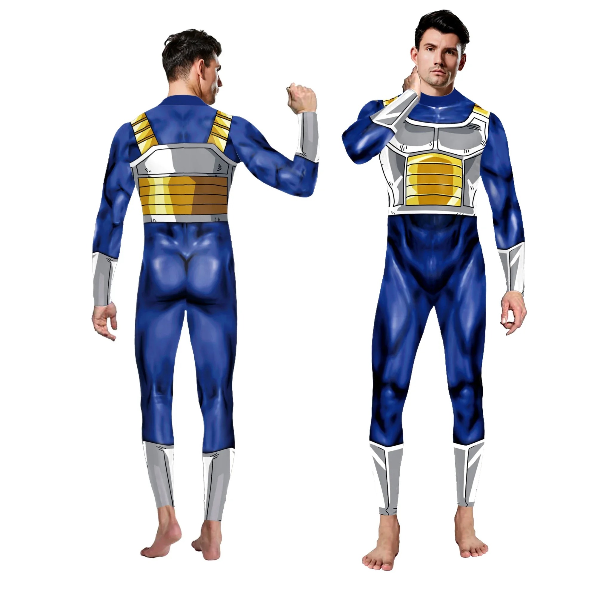 Zawaland Anime Printing Fancy Outfit Long Sleeve Cosplay Adult Costume Catsuits Muscle Mens Bodysuit Tight Zentai Jumpsuit image 2