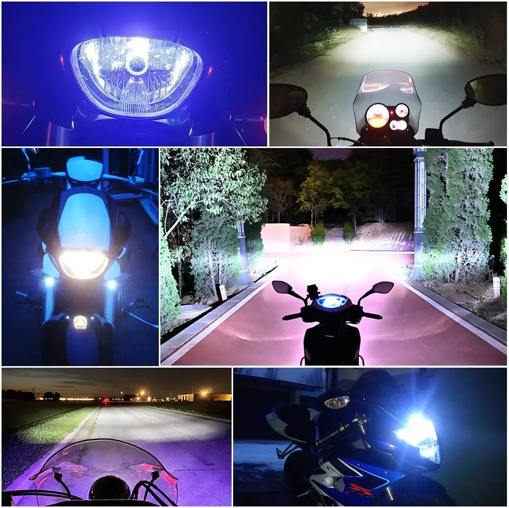 1x Plug&play motorcycle headlight led H4 five color halo ring HS1 P43T Moto Auto Scooter lamp Angel Eye White 6000K 12/24V