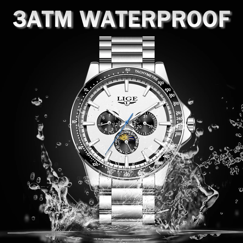 LIGE 2026 ساعات فاخرة جديدة للرجال موضة الأعمال كوارتز ساعات المعصم الرياضية مقاوم للماء مضيئة الصلب ساعة رجالي Reloj Hombre