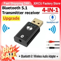 XIKCU Bluetooth 5.1 Audio Receiver Transmitter Stereo USB Dongle 3.5mm 3.5 AUX RCA Wireless Adapter for Car Kit TV PC Headphone