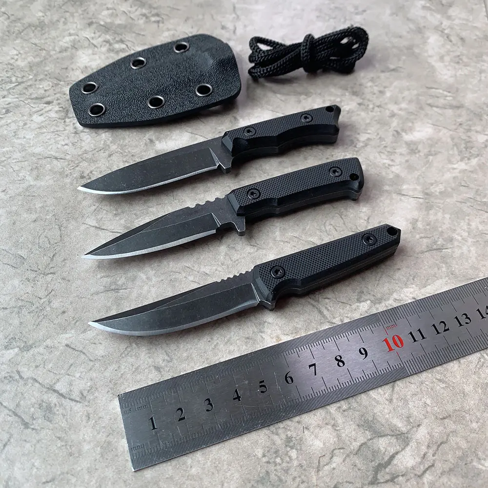 G10 Handle Small Fixed Blade Necklace Neck Knife Stone Washed Surface Stainless Steel Straight Survival Kydex Knifes For Men