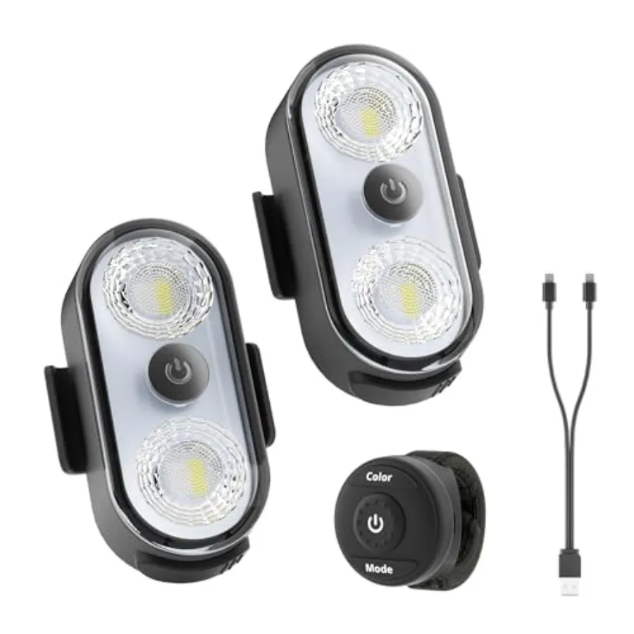 

【В наличии】Беспроводные светодиодные лампы для автомобиля, 2 шт. - с кнопочным и дистанционным управлением, внутренняя подсветка, стробоскоп, USB-C, 120H, 8 цветов