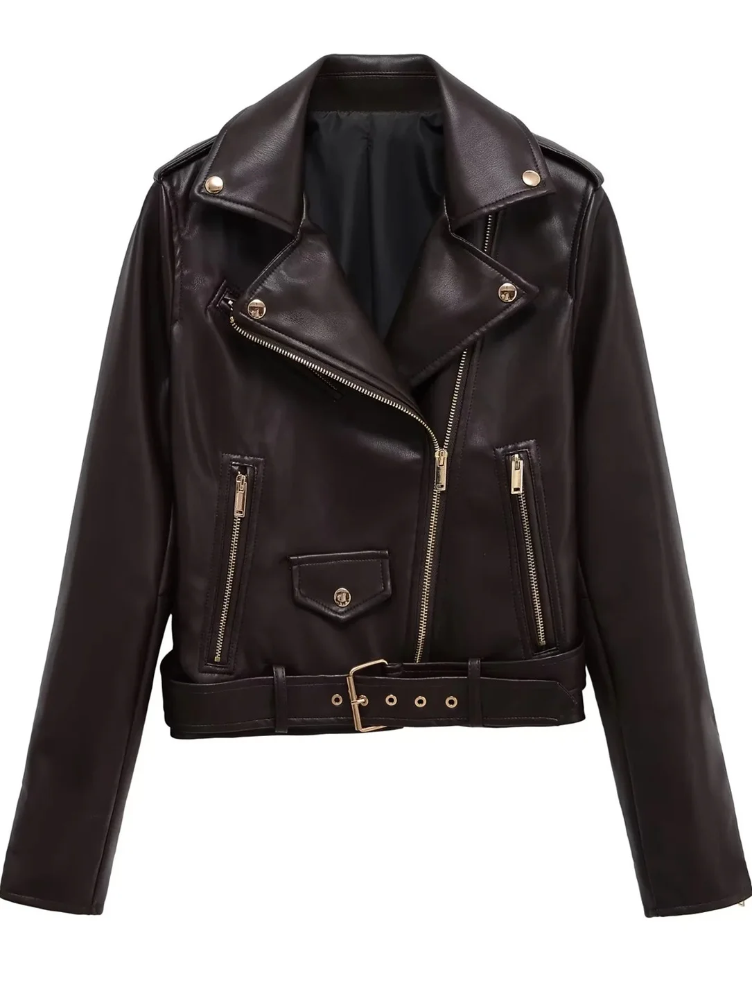 Faionable motocicleta Sle cuero Jaet mujer de gama alta sensación cierre de cremallera PU abrigo de cuero nueva llegada de otoño