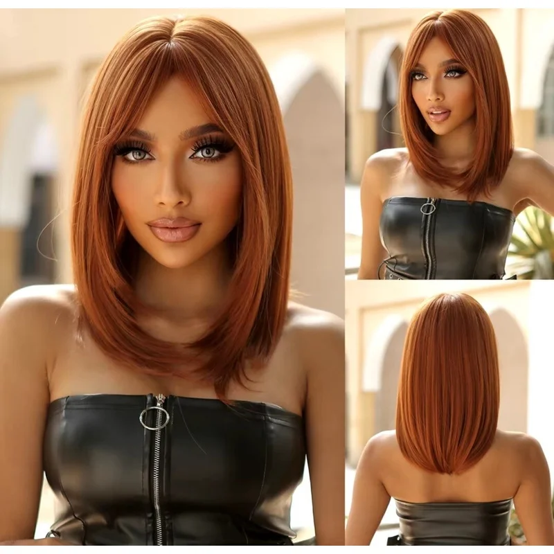 Ginger Auburn Short Straight Synthetic Wig Bob  Women Cosplay Crossdress UK
