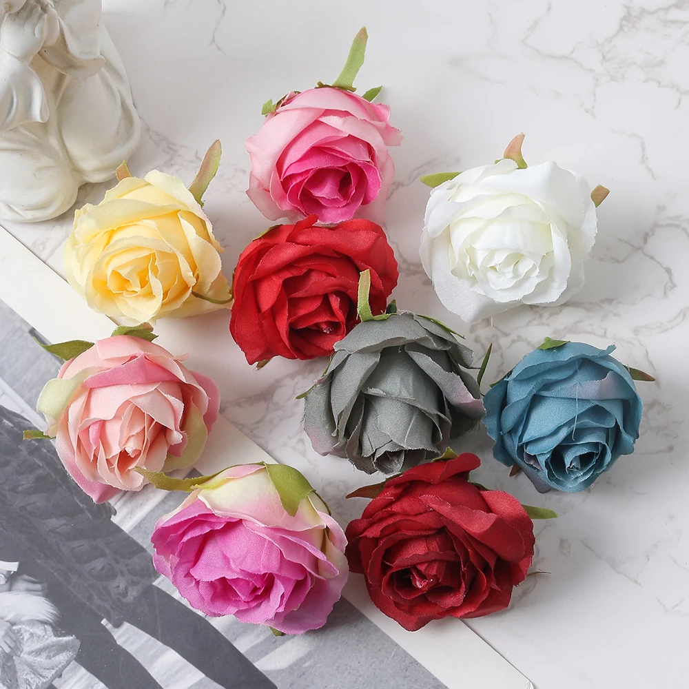 5/10Pcs 6cm Rose Artificial Flowers Wedding Marriage Decoration Fake Flowers for Home Decor DIY Crafts Gifts Garland Accessories