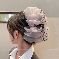 2023 neue große Chiffon Krallen clip Haars chleife große schwarze Stoffband Schleife Haars pange Kiefer klemmen Clips Zubehör für Frauen