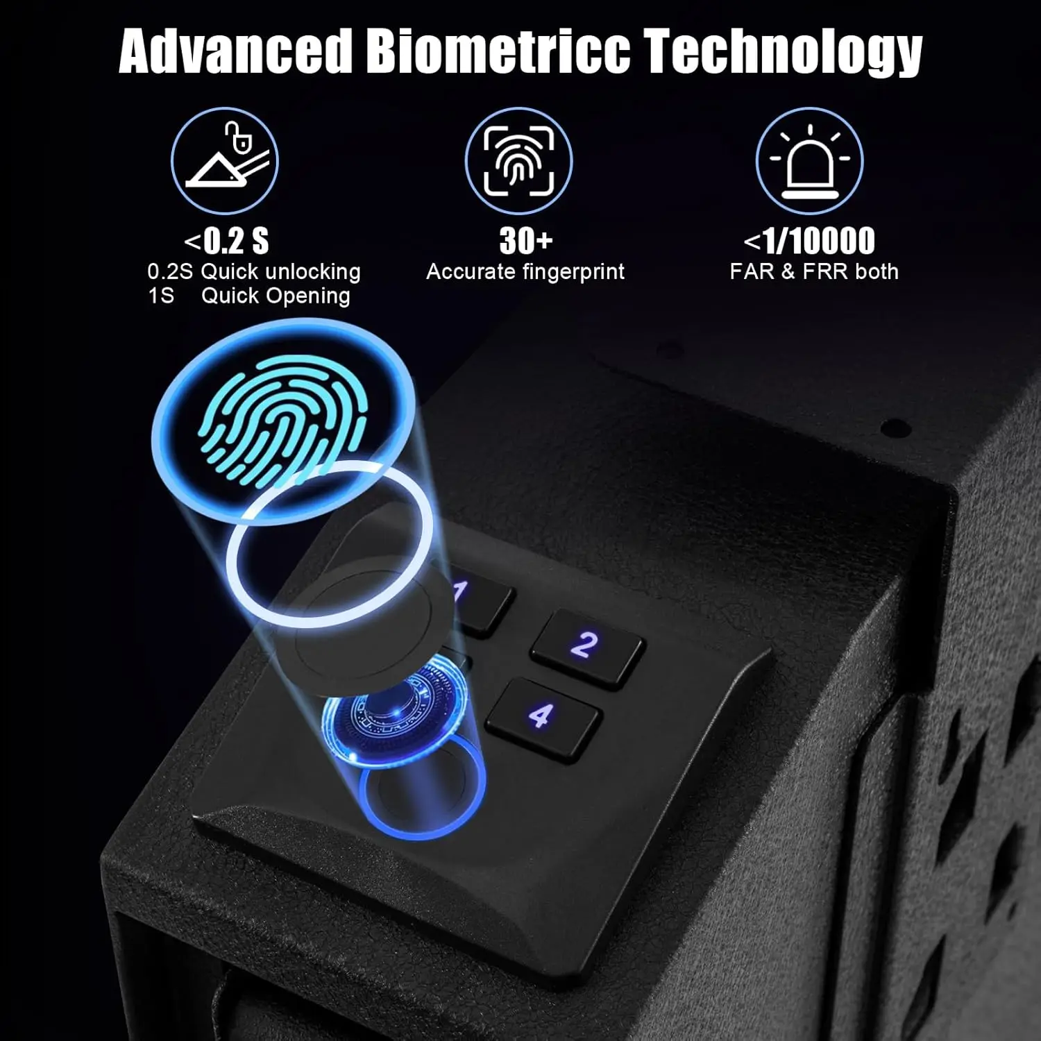 Biometric Gun Safe for Handgun,Fingerprint Bedside Gun Safe with Fingerprint, PIN Code, KEY Access