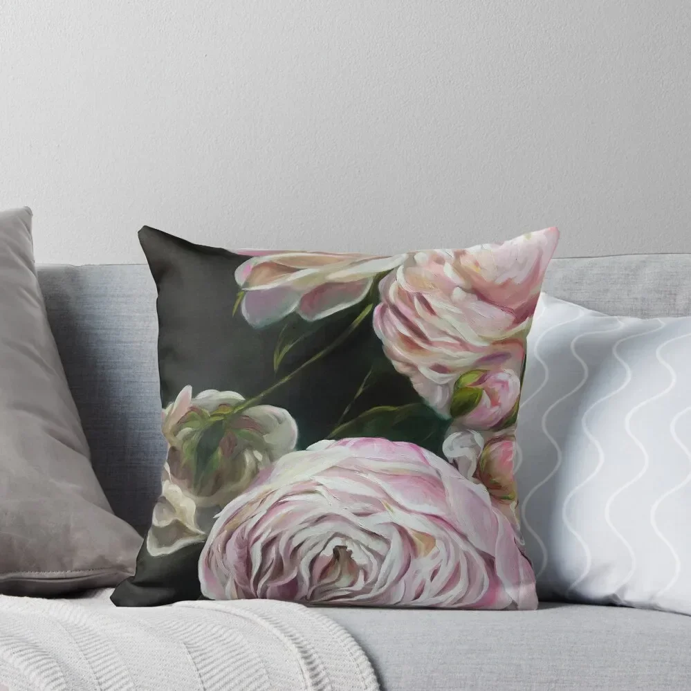 Dramatic Pink Floral Peony Blooms by Mary Sparrow Throw Pillow Custom Cushion Photo Couch Pillows Pillow