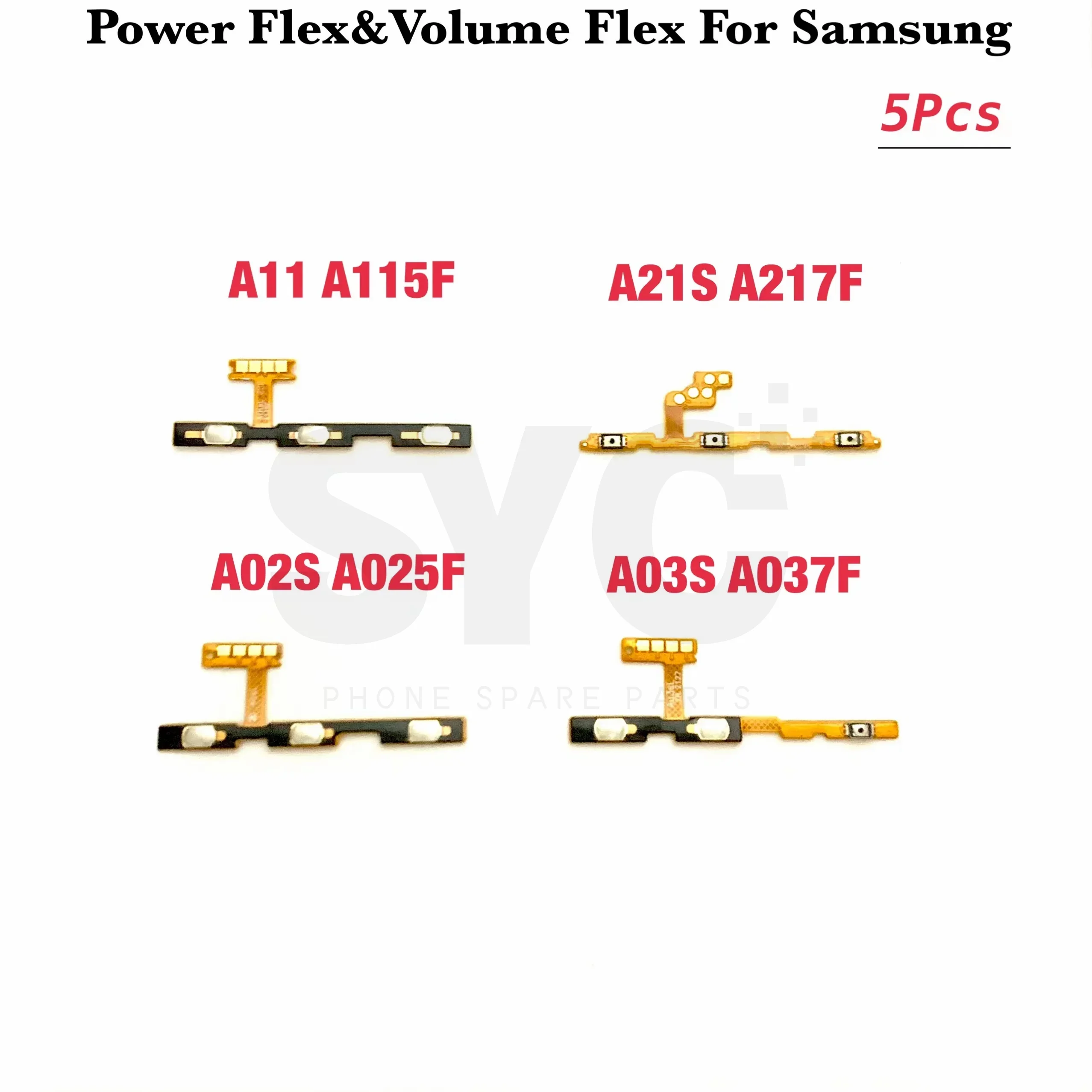 5Pcs For Samsung A10 M10 A20 A30 A50 A70 A11 A21s A30s A50S A71 A02S A03S A02 Power On Off Volume Side Button Key Flex Cable