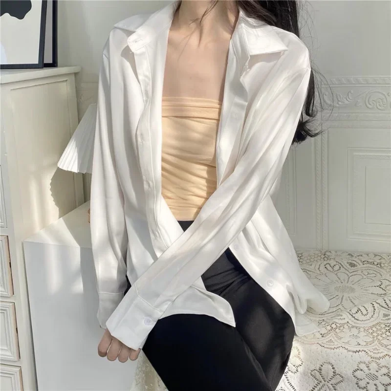 Shirts Vrouwen Solide Eenvoudige Dagelijkse Creativiteit Koreaanse Stijl Elegante Kantoordame All-Match Gezellige Basics Charmant Nieuw Casual Stijlvol