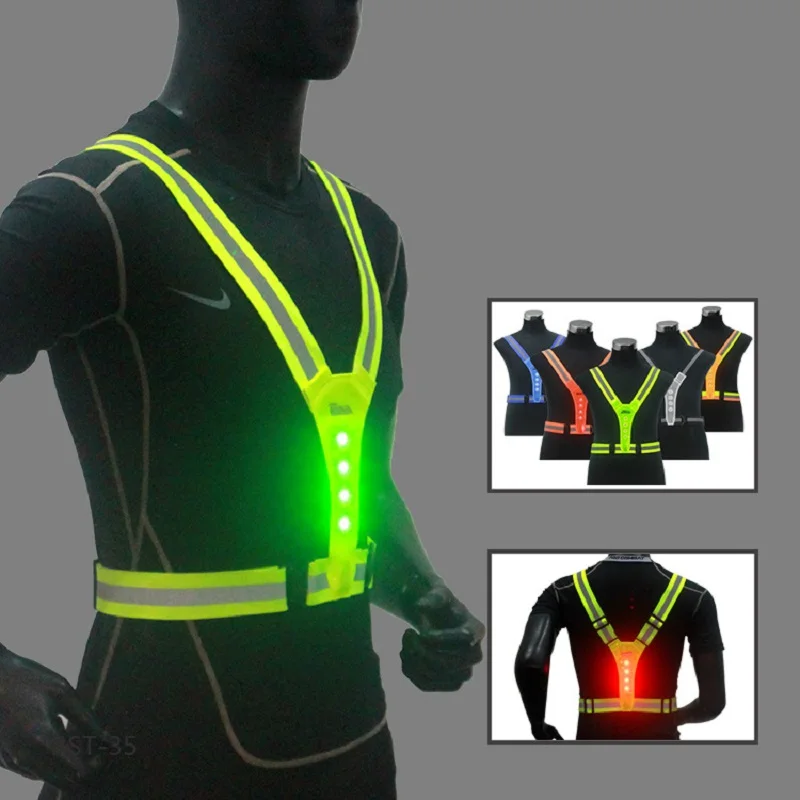 Safety Cycling Reflective Safety Vest Electric Scooter Flashing Vest USB Rechargeable LED Vest Running Jogging Fishing