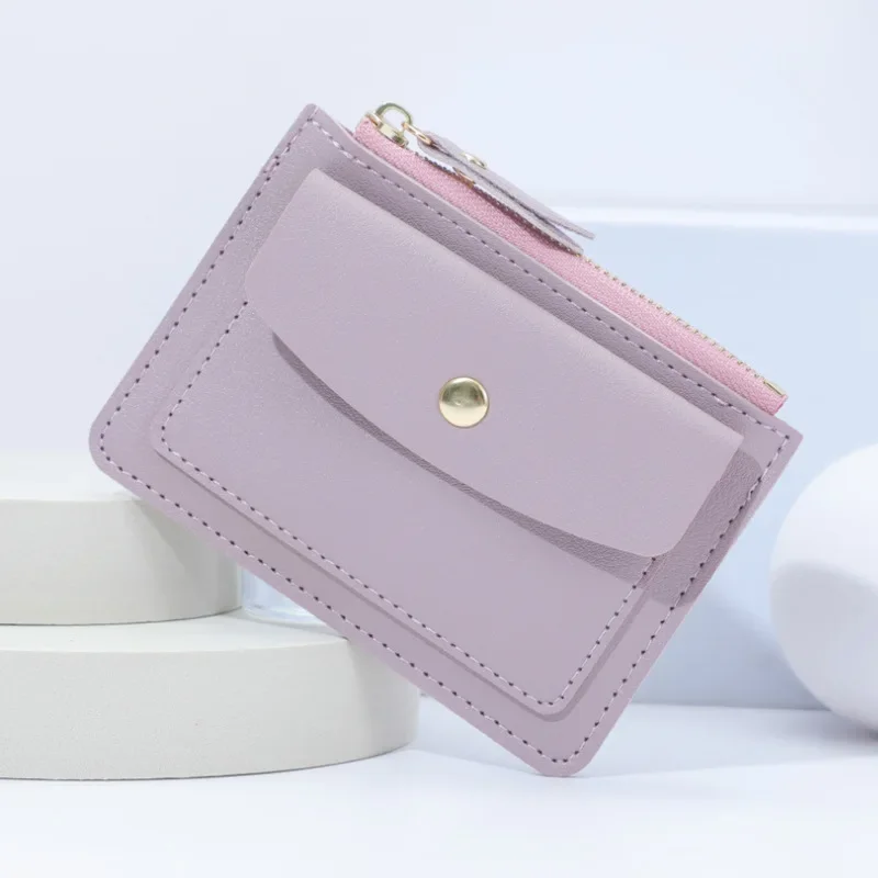 Women Simple Wallets Leather Female Purse Mini zipper Solid Multi-Cards Holder Coin Short Wallets Slim Small Wallet Zipper Hasp