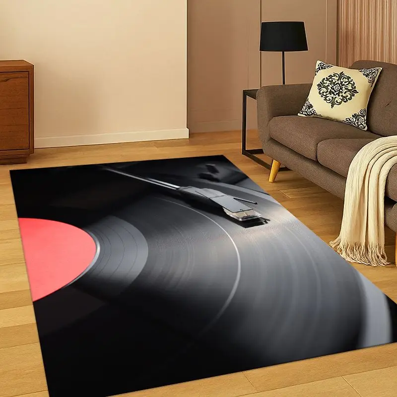 Retro Vinyl Record Music DJ Tape Carpet Rug for Bedroom Living Room Sofa Playroom Doormat Home Decor, Game Area Rug Non-slip