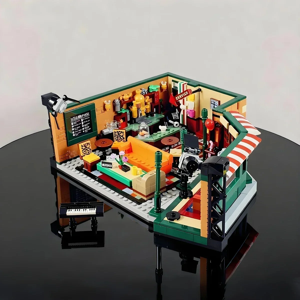 Friends House Family Classic City Central Apartment Building Block Cafe Room MOC-Streetview Model Toy Gift