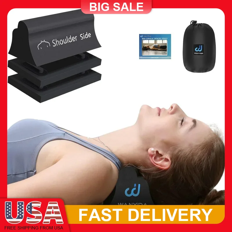 

Chiropractic Neck Stretcher for Pain Relief, Cervical Traction Device - Spine Alignment, Adjustable Posture Corrector