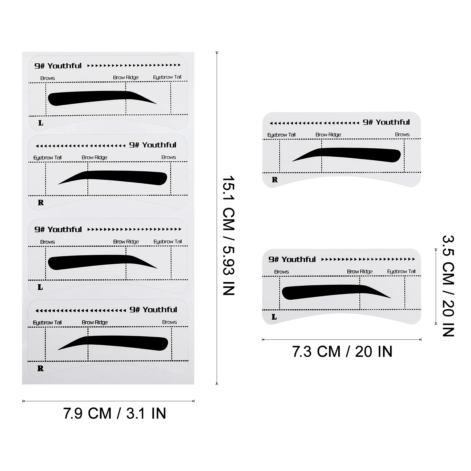10 قطعة استنسل الحواجب المناسب العالمي مجموعة علامات واضحة اليسار اليمين لتطبيق سريع تشكيل دليل أدوات ماكياج ذاتية الصنع الحاجب