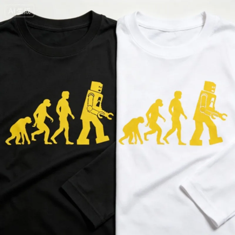 Robot Evolution The Big Bang Theory Sheldon T-Shirts Men Funny  Tees O Neck Short Sleeve T Shirt Gift Idea Clothes