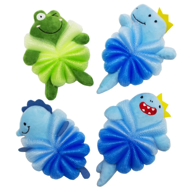 Cute Cartoon Baby Bath Brush Shower Product Kids Novelty Loop Bath Sponge Soft Body Cleaning Baby Bath Accessories