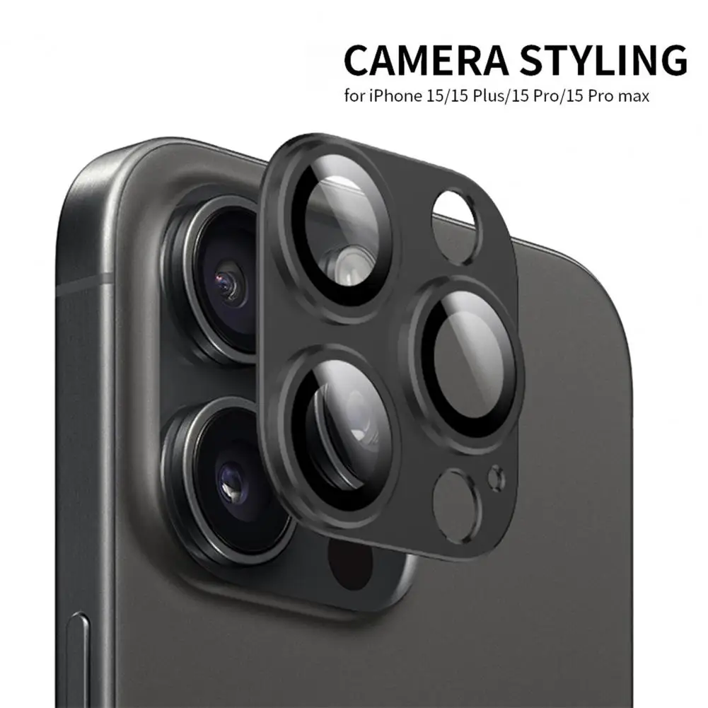 Capa Protetora Metálica para iPhone, Precise Hole, Filme de Lente de Abertura, Envoltório Completo com Melhoramento de Posicionamento, iPhone 15 Pro Max