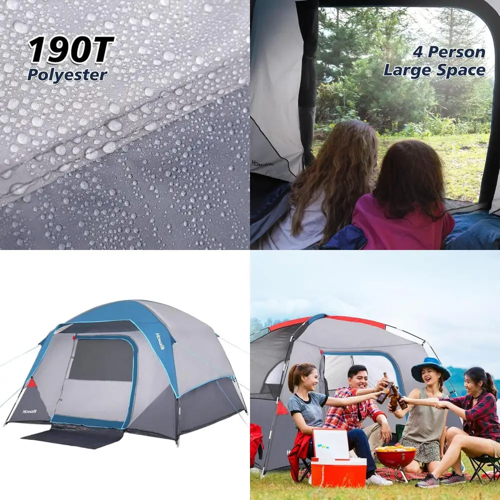 

Легкая палатка для походов и активного отдыха на 4-6 человек, светло-голубая