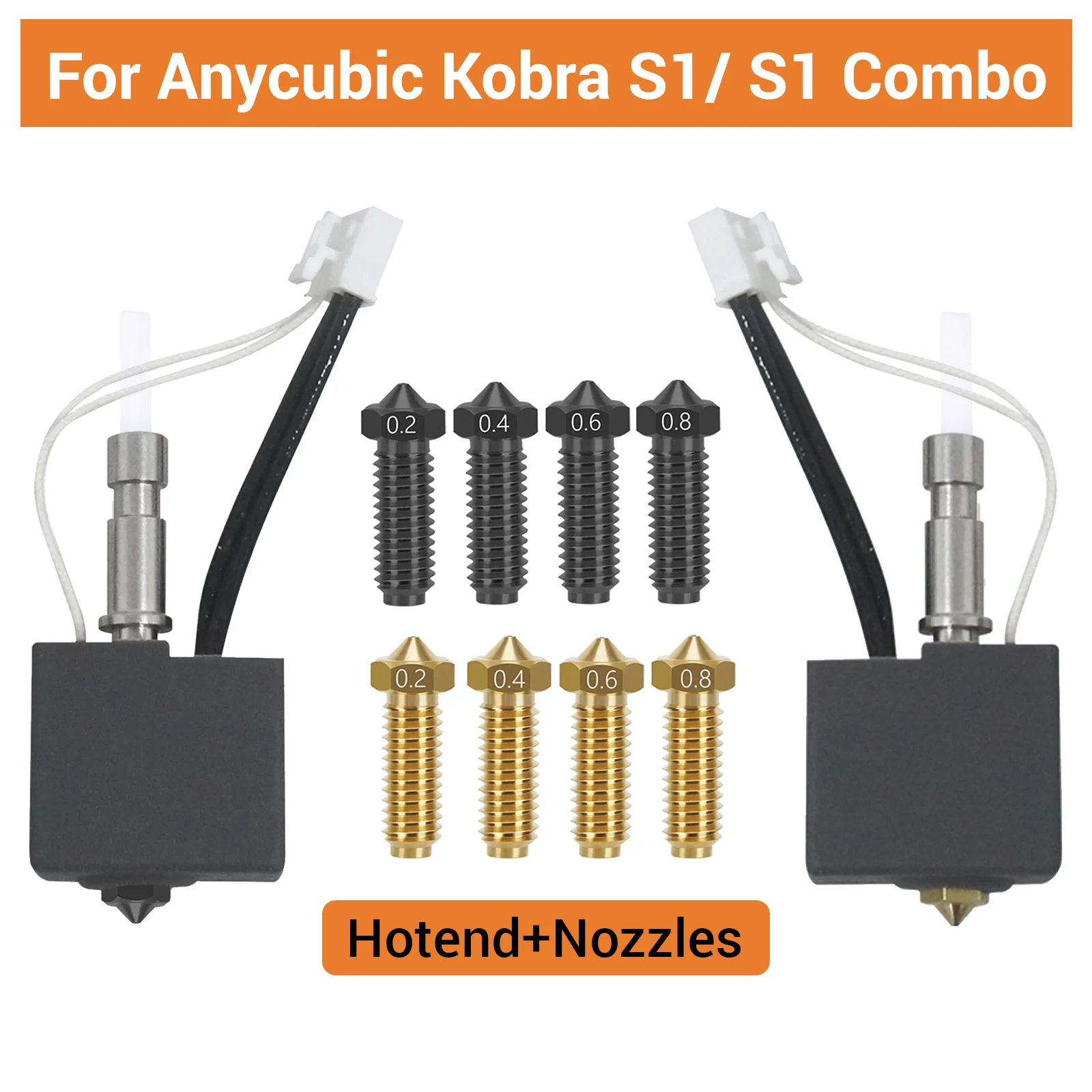 Hotend kit For Anycubic Kobra S1 High Flow Nozzle 0.2/0.4/0.6/0.8mm Brass Hardened nozzle for kobra S1 3d Printer Accessories