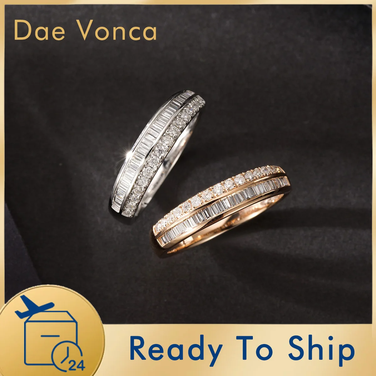 Luxury Double Row Round Trapezoid Diamond Ring Trend Classic 18K Gold Lab Grown Diamond Ring For Women Party Jewelry