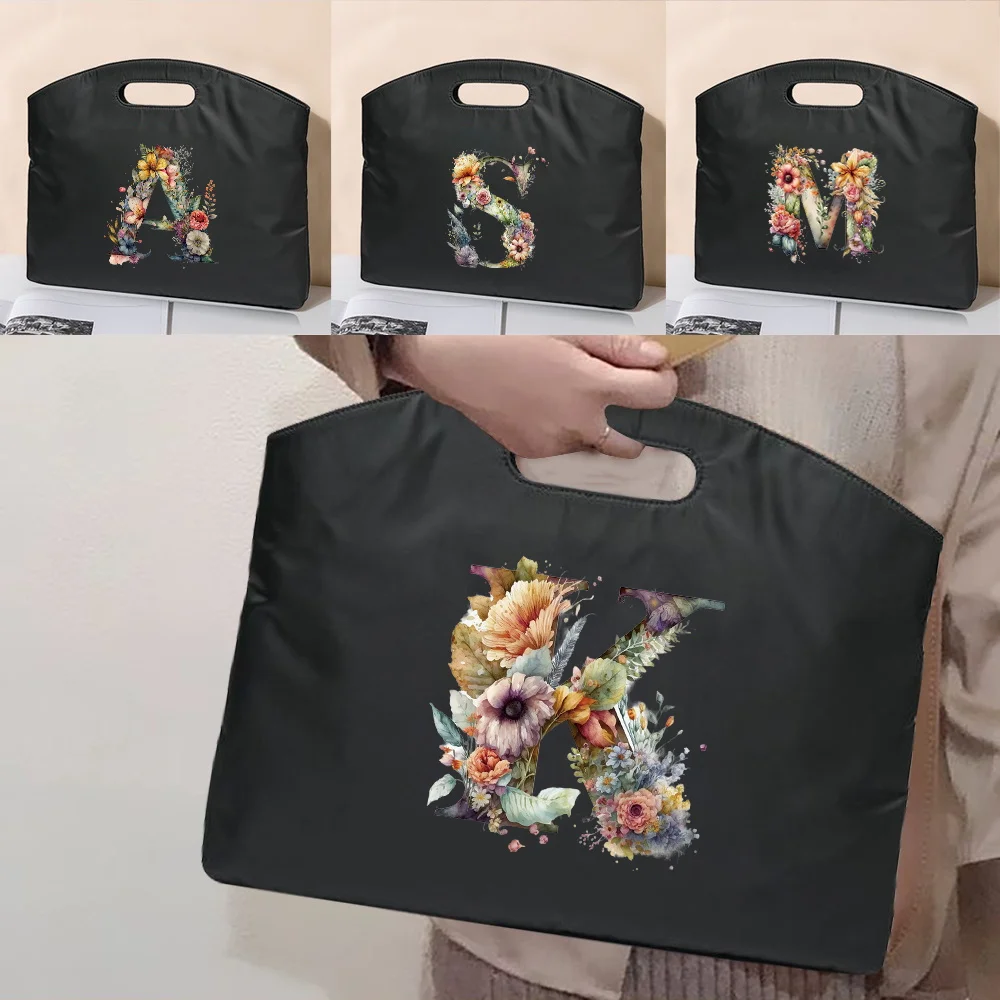 

Деловая сумка-портфель большой вместимости, простая и портативная, с цветочным принтом и буквенным узором, для офиса и хранения документов