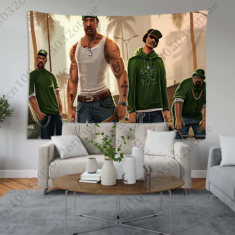 

G-GTA Style Tapestry Creative Pattern Photo Living Room Wall Art Tapestry Decor Party Outdoor Decorate Banners