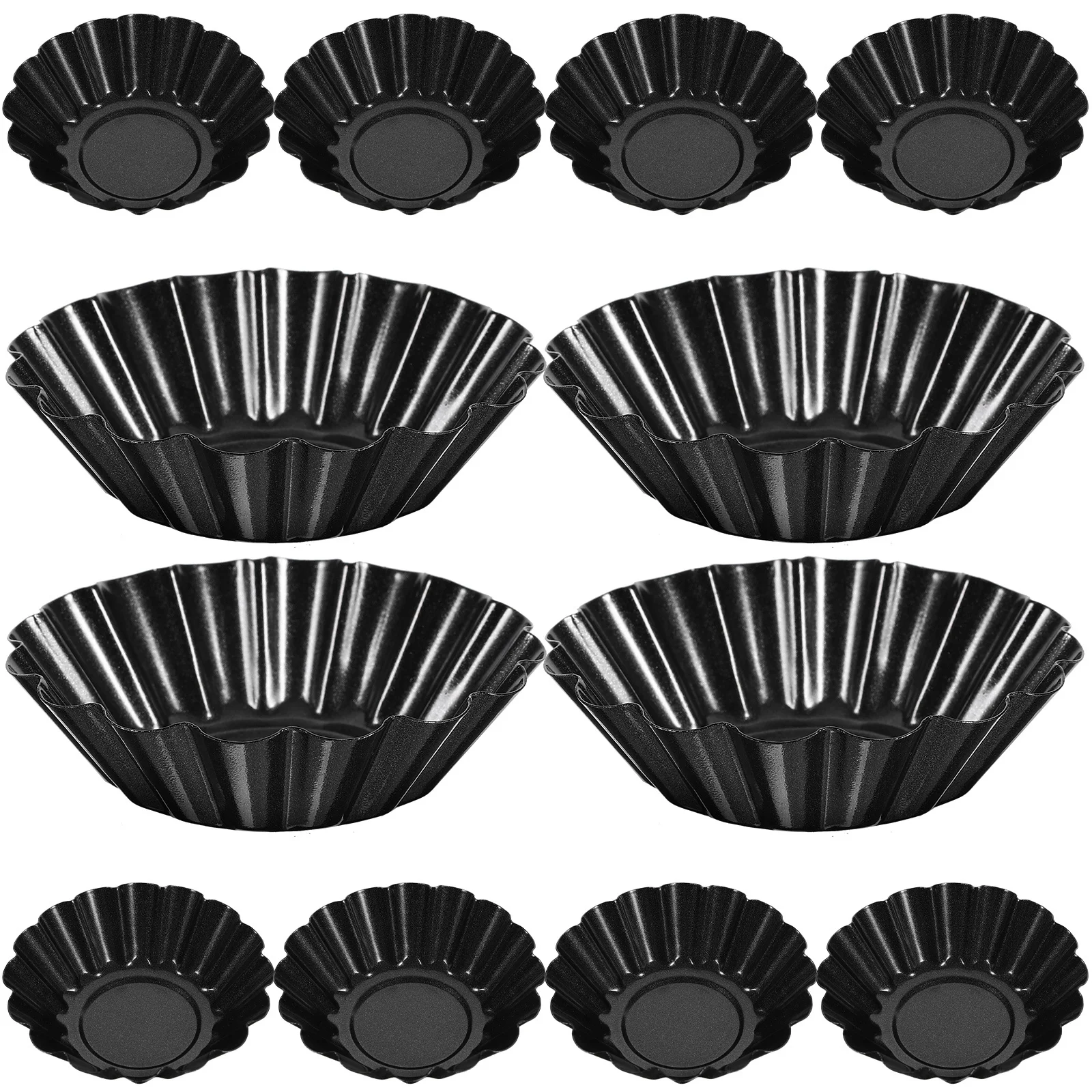 

12pcs Egg Tart Mold Carbon Steel Non Stick Flower Design Baking Pan Fruit Tart Mini Cupcake Kitchen Bartending Tools