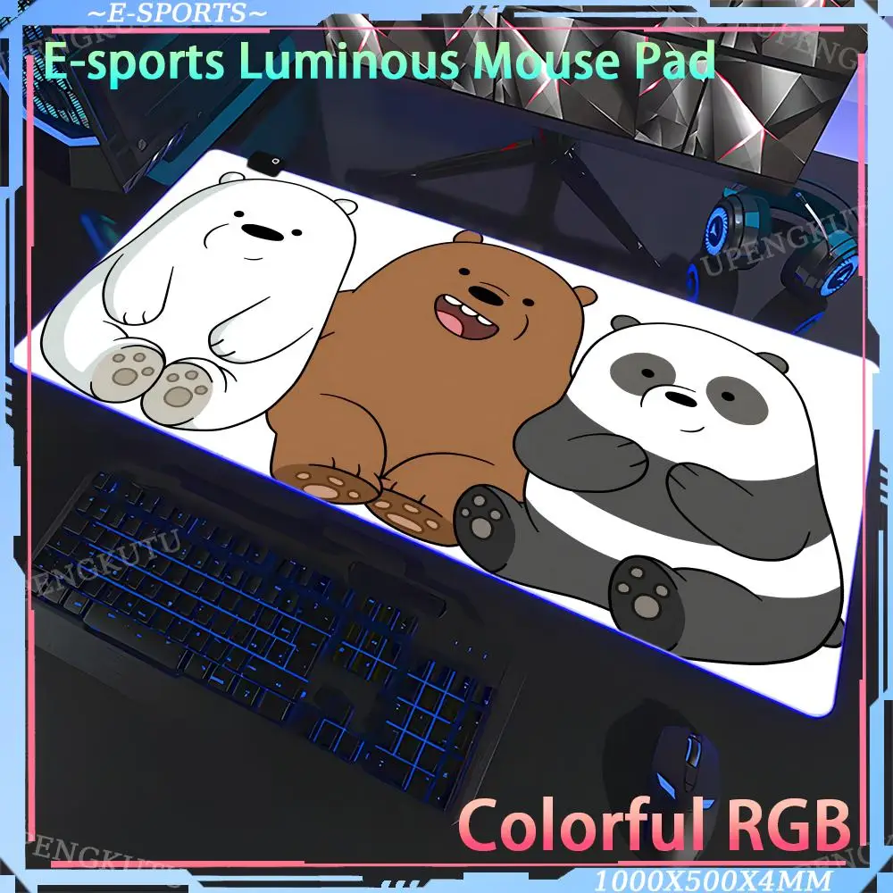 

Writing accessories RGB anime pad W_we_Bare_Bears Pad Luminous desk pad RGB Gaming desk accessories game mouse pad