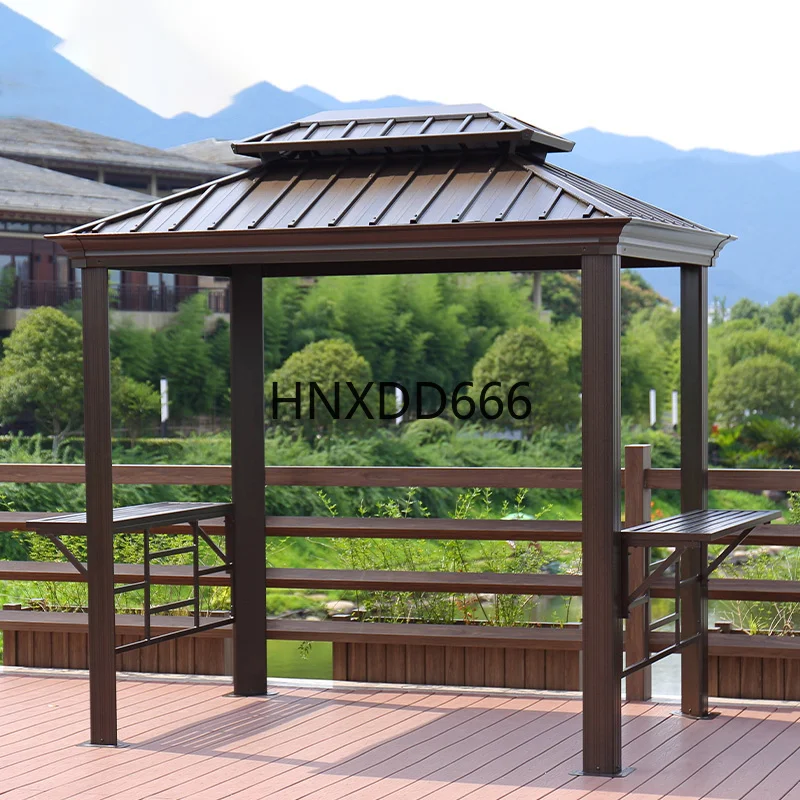 

Outdoor Courtyard Villa Gazebo Garden BBQ Aluminum Shade Pavilion