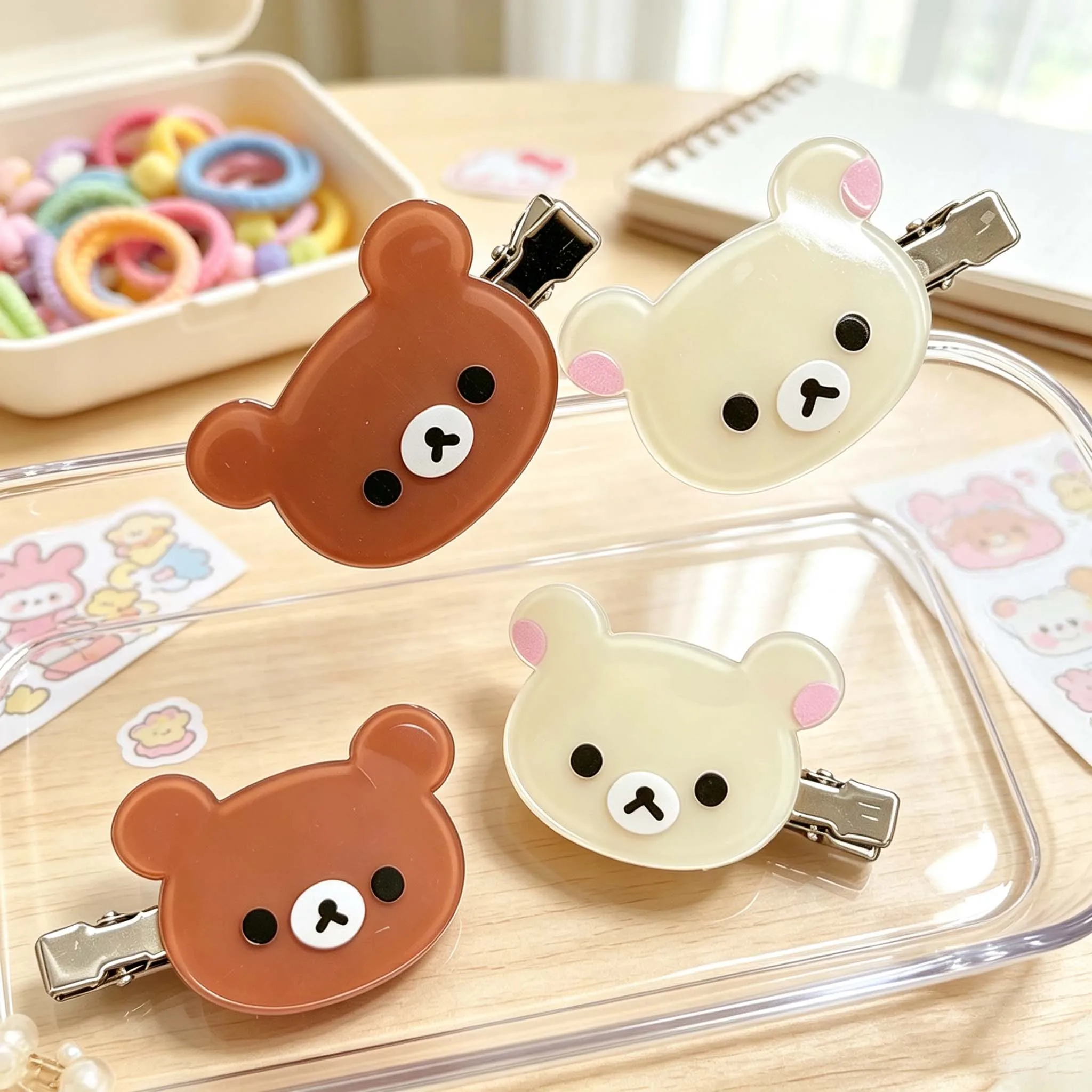 Rilakkuma Acrylic Hair Clip Kawaii cartoon Women's Bangs Clip Casual Edge Hair Accessory Sweet Hair Accessory