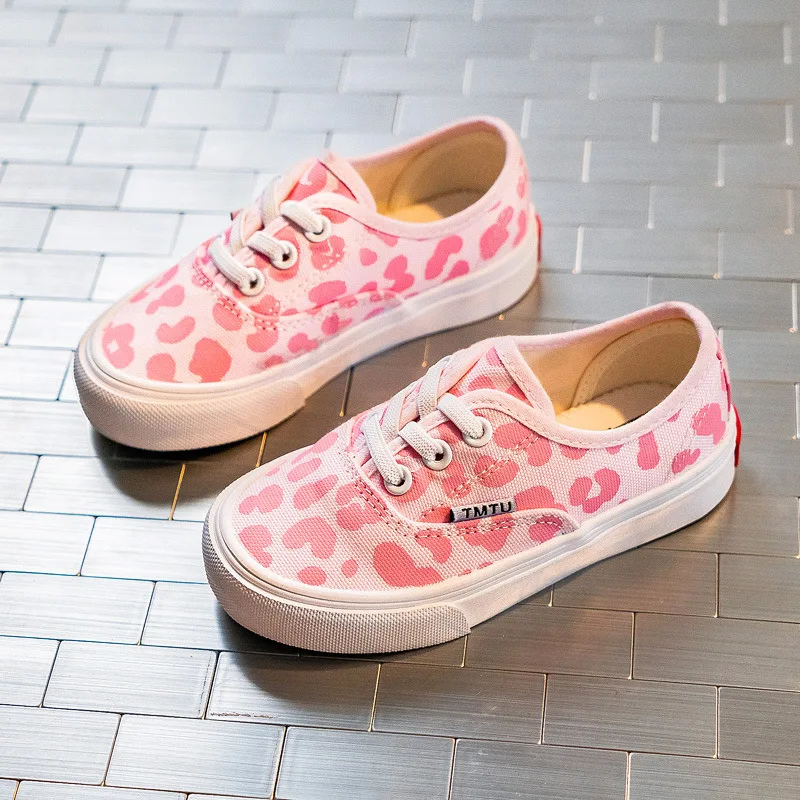 Girls Canvas Shoes Leopard Print Pink Summer New Children's Pedal Shoes Net Red Tide Children's Shoes