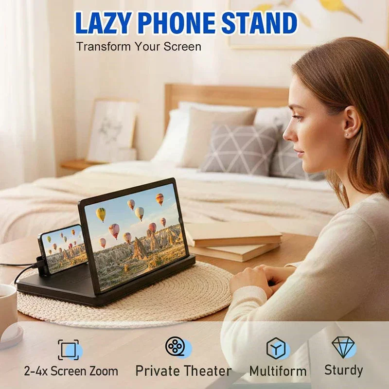 

10/12-дюймовый складной мобильный экран, увеличительное стекло, настольная подставка для телефона, 3D увеличительное стекло для экрана мобильного телефона, HD видеоусилитель