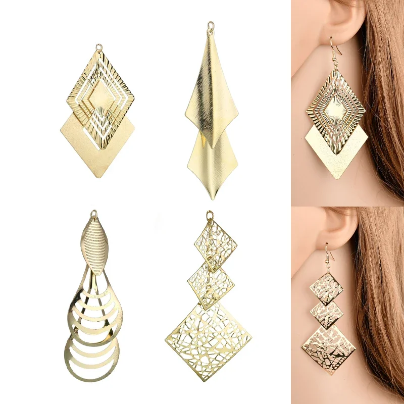 Engood 60Pcs Exaggerated Rhombus Button Sewing Trim & Embellishments Craft Buckles for DIY Jewelry Earring Necklace Pendants