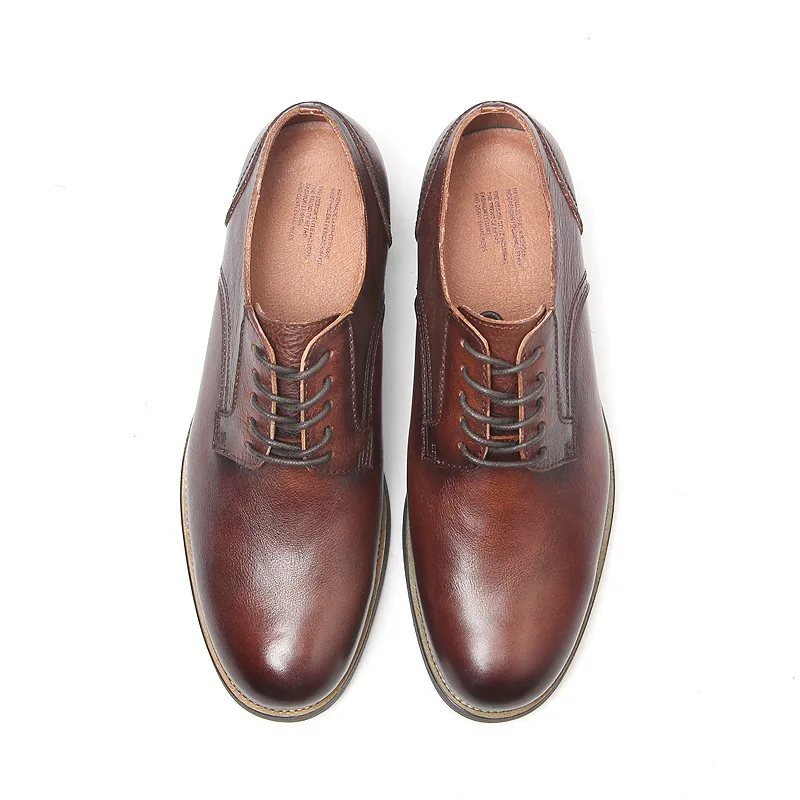 Echtes Leder Runde-toed Schuhe Hand Poliert Retro Mode Trendy Männer der Schuhe