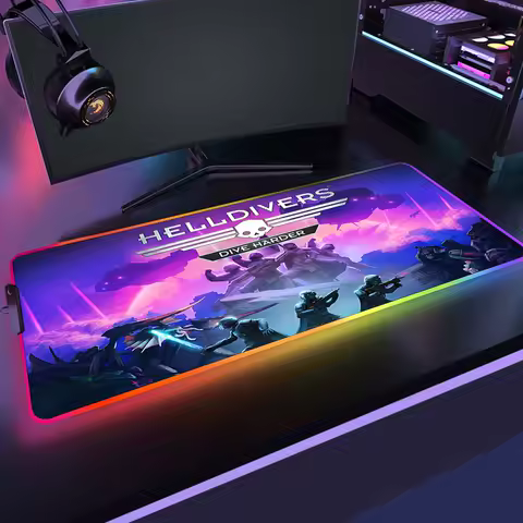 RGB Micepad Large Size Office Desk Protector Mat Natural Rubber Mousepad Popular Shooting Gaming Helldivers 2 Big Led Desk Mat