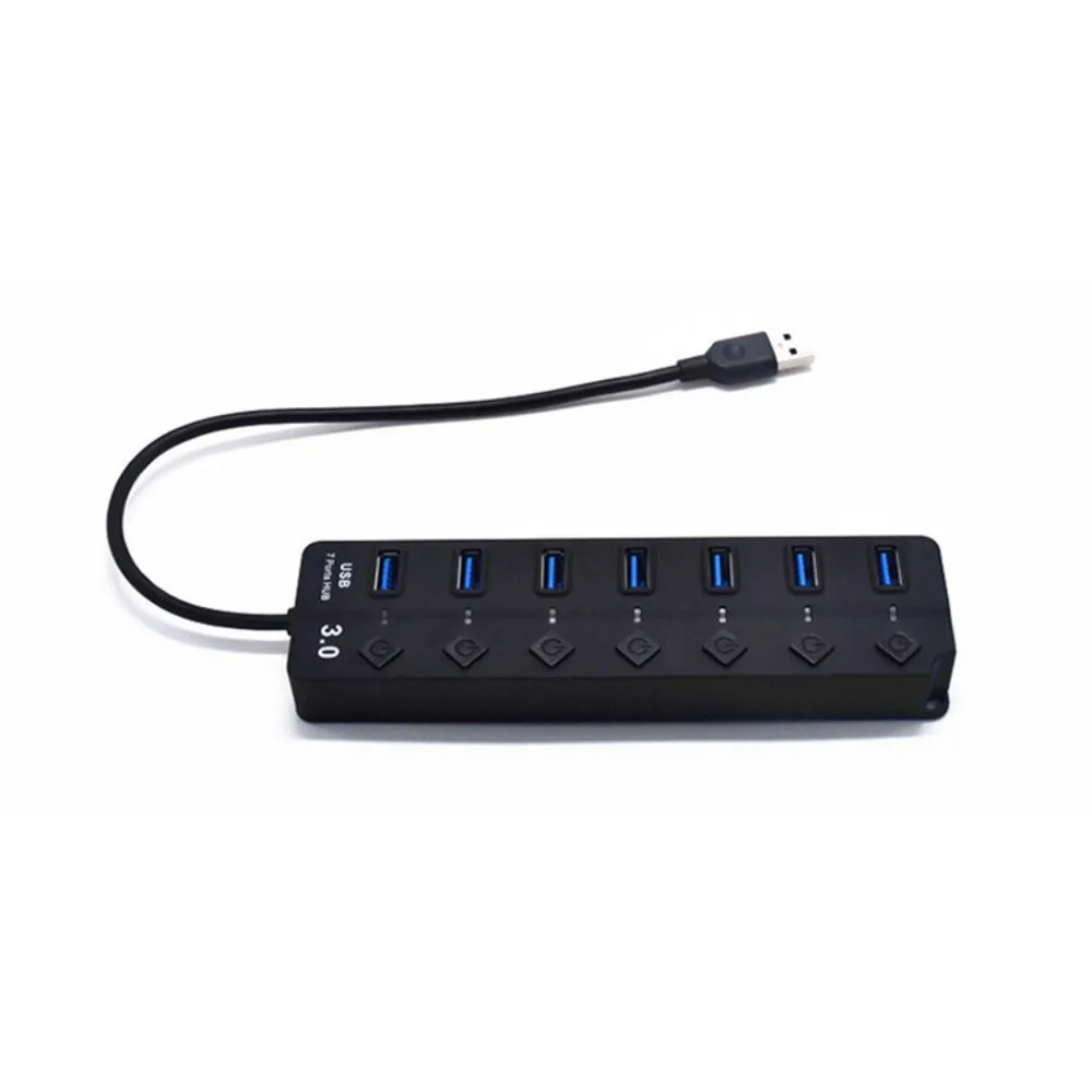7 في 1 USB 3.0 Hub 7 منافذ مفتاح مستقل USB 3.0 الفاصل عالي السرعة متعدد الوظائف USB عالي السرعة موسع