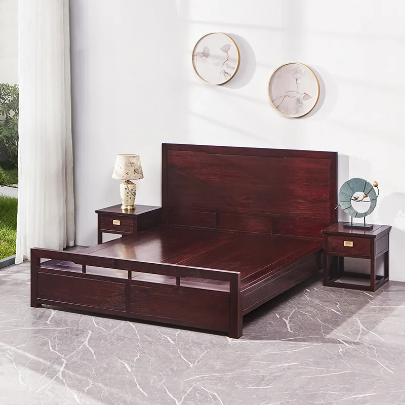 LMM solid wood bed Chinese 1.8 double bed antique master bedroom 1.5 carved mortise and tenon structure