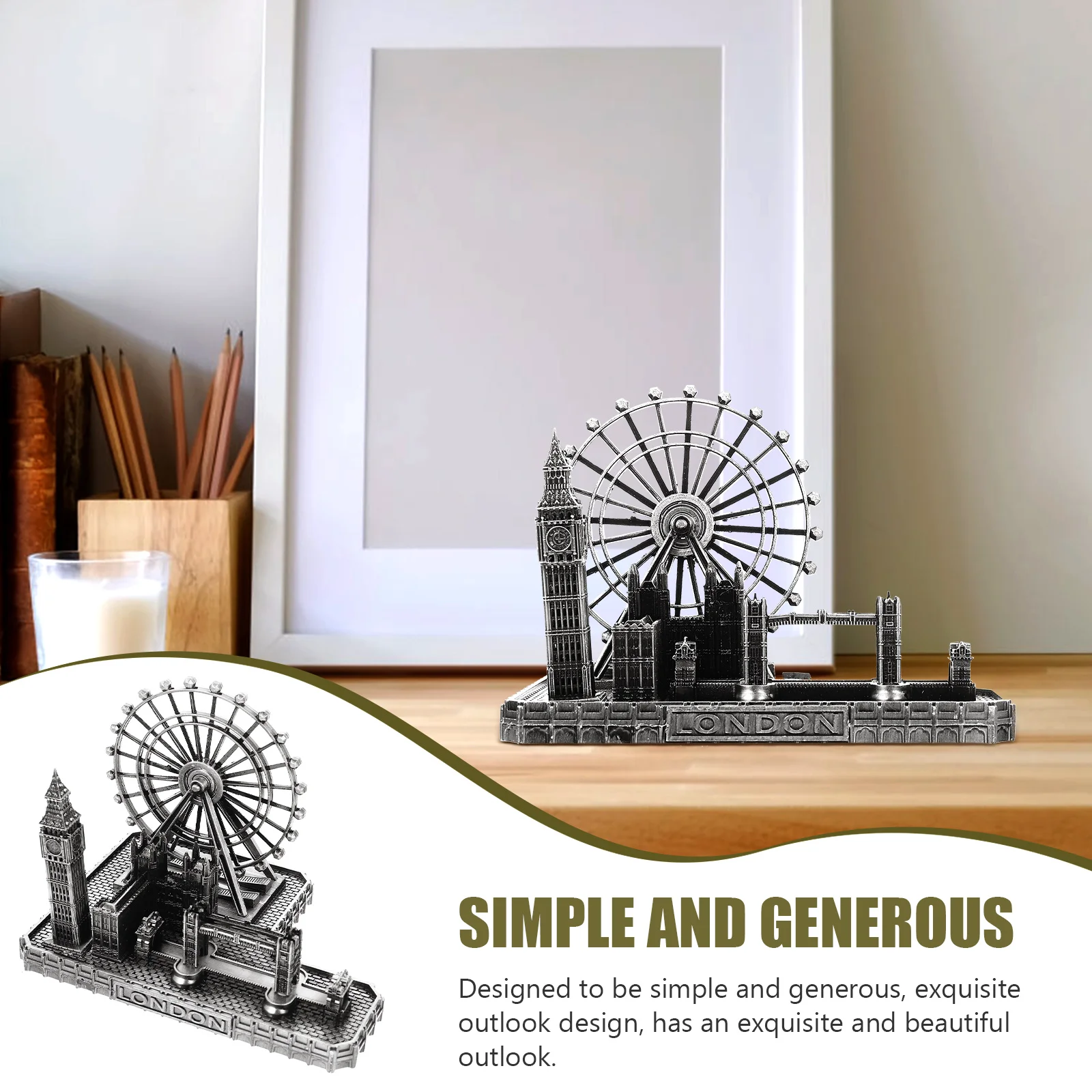 

Creative Big Clock Adornment Desktop Adornment Premium Alloy Desktop Ornament Tower Bridge Unique Home Decorative
