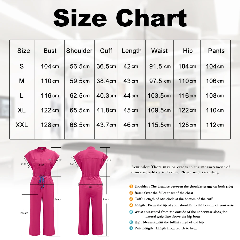 Niaahinn Scrubs Clinical Uniform Woman Fashion Jumpsuit Elastic Breathable Work Wear Color Blocking Drawstring Straight Jumpsuit