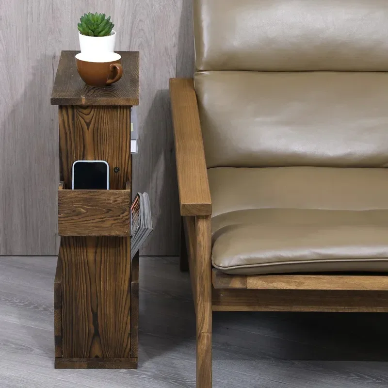 for New Custom Hot Selling Wooden Floor Coffee Table with Layer Rack and Remote Control Mobile Phone Rack Living Room