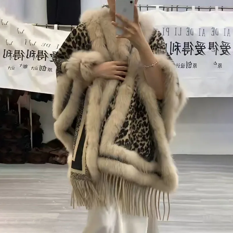

2025 Women Real Fox Fur Shawl High Quality Fashion High Quality Hot sale Female Wool Wrap