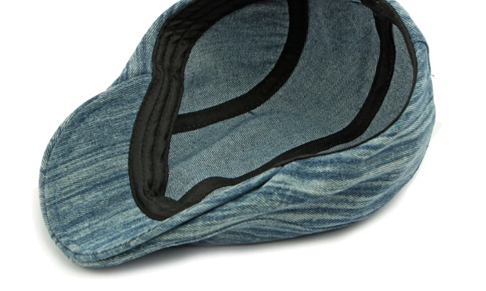 HT4724 Plus Größe Berets für Männer Frauen Neue Gewaschen Denim Baskenmütze Hut Einstellbare Ivy Flache Kappe Männlich Weiblich Frühling Herbst Baskenmütze Kappe – Detail 15