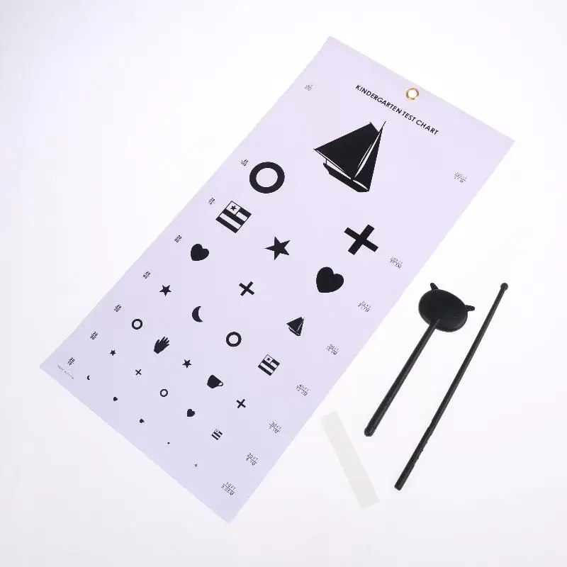 PVC Snellen Eye Chart Kindergarten Low Vision Eye Test Charts Eye Exam Tool With Point Stick Occluder