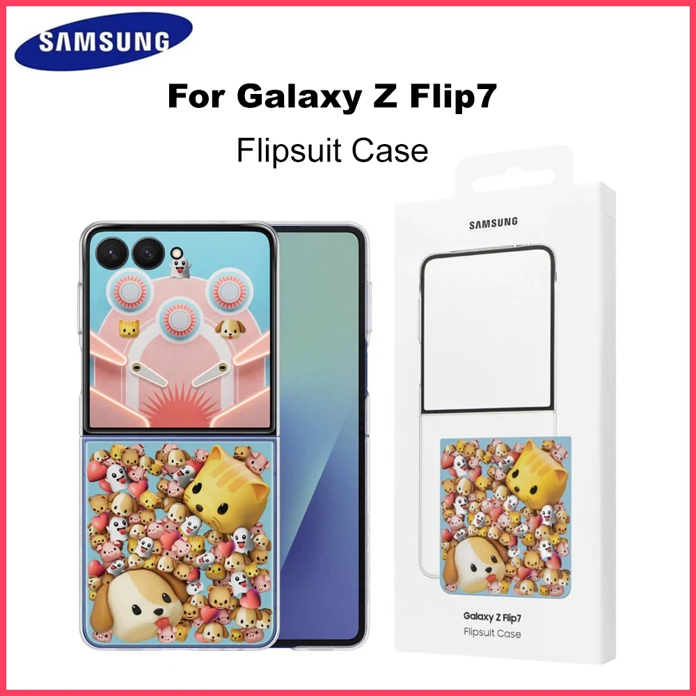 

Оригинальный чехол-книжка для Samsung Galaxy Z Flip7, чехол для смартфона Galaxy Z Flip 7, защитный чехол со светодиодными эффектами EF-ZF766